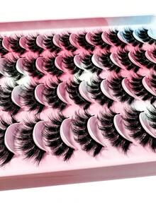 20/1Pair Selectable Natural False Eyelashes Fluffy Soft Dramatic 3D Mink Lashes Long Wispy Eyelash Cilia,Messy,Multi-Layered Eyelashes Short Thick Fake Eyelash Extension Bulk Faux Cils Makeup Products Wedding Party & Club Daily Work Meeting Natural Fake Lashes Comfortable To Wear-807 - 眼尾拉長款 - 查看 6