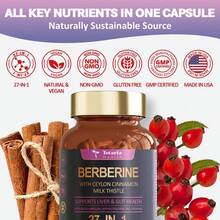 Miriyalyad Totaria 27-In-1 Berberine Supplement With Ceylon Cinnamon, Milk Thistle For Immune, Better Figure, Liver & Gut Health, Vegan Supplements, Free Shipping, Daily Health Care, For Women, For Men - Không có hương vị - Xem 2