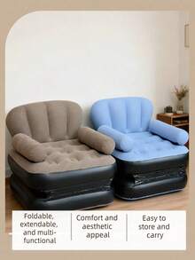 1 件充气沙发户外成人懒人沙发多功能五合一充气床便捷可折叠休闲椅（卡其色） - 彩色 - 查看 7
