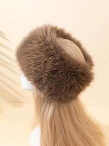 1pc Fashionable Fluffy Warm Headband Hat Fall