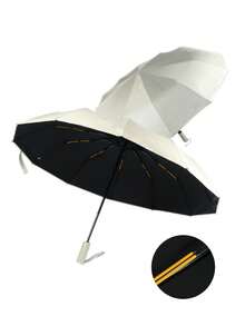 Unisex Automatic Umbrella, Reinforced Ribs, Foldable, Portable, Durable UV Protection, Dual Use For Sun And Rain (Can Customize Umbrella Fabric, Rib Color, English Letter Pattern Design, Button Shape And Color) - Multicolor - View 3