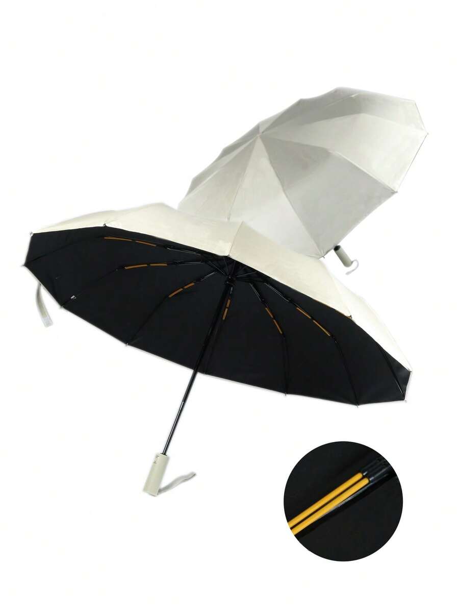 Unisex Automatic Umbrella, 24 Reinforced Ribs, Foldable, Portable, Durable UV Protection, Dual-Use For Sun And Rain (Can Customize Umbrella Fabric, Rib Color, English Letter Pattern Design, Button Shape And Color) - Multicolor - View 1
