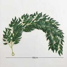 1包人工尤加利花藤，配柳葉6.5英尺模擬懸掛植物，假絲尤加利葉，藤蔓葉子假綠色裝飾室內外婚禮派對家居桌布場地拱門裝飾 - 綠色 - 查看 15