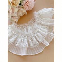 1pc Women's Sweet & Salty Multilayered Lace Mesh Fake Collar With Stretch Accessories Women Valentine's Day - 白色 - 查看 3