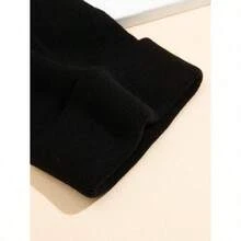 1pc Unisex Horns Cartoon Knitted Hat, Cute And Warm Winter Beanie Street - màu đen - Xem 3