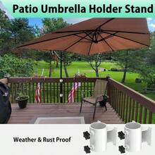 - Soporte para paraguas de cubierta de acero inoxidable, soporte para sombrilla para barandilla de cubierta, abrazadera de paraguas resistente para exteriores, color negro - Blanco - Ver 4