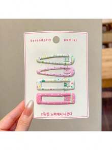 3 PiecesHair Barrettes Set - Stylish & Cute Plaid & Cartoon Design, Suitable For Teens, Ideal For Taming Bangs And Side Hair, Claw Clips