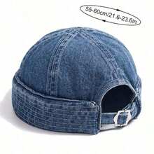 1Pc Men Sports Outdoor Clothing Casual Brimless Hat Brimless Denim Hat Men Women Retro Caps Washed Cowboy Skullcap Fashion Dome Cap Hiking Hat, Head Circumference Adjustable - 1 cái - Xem 6