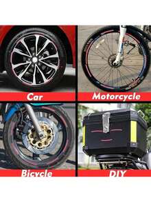 40pcs Car Wheel Hub Reflective Sticker Set, Colorful Night Light Decorative Stripe Sticker, Pink 20pcs+Purple 20pcs - Pink + Purple - View 10