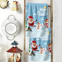 2PCS Christmas Kitchen Towels Santa Snowman Christmas Tree Star Tea Dishtowels, Soft Microfiber, Minimalist, Highly Absorbent, Suitable For, Outdoor, Travel, Picnic, Winter Decor Gift
