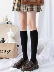 1双春秋黑白硅胶防滑加长过膝袜,女士显瘦JK袜40/50/70cm加长袜,天鹅绒大腿袜,可爱黑白猫爪防滑小腿过膝袜,百搭显瘦透气纯美学院风 - 彩色 - 查看 9