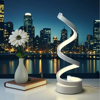 A Creative Spiral Shaped LED Desktop Lamp With Three Color Temperatures And Infinite Dimming Mode, Suitable For Bedroom Bedside Tabletop, Restaurant Bar Decoration Lighting, Holiday Party Decoration Lighting Fixtures