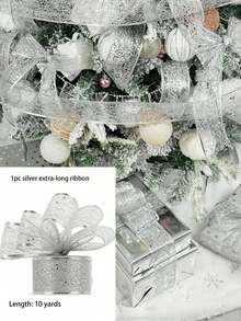 1pc 2m/Pack Christmas Decorative Wire Edge Ribbon, Powder Sprinkled Christmas Ribbon For Home Indoor Decor, Christmas Tree Ornament Home Decor Christmas Decorations Room Decor Winter