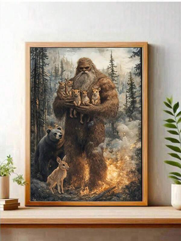 1pc Framed Forest Animal Holiday Limited Edition Canvas Wall Art Decor, Suitable For Living Room And Kitchen Wall Decoration, Gift Art, 30x40cm