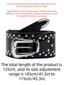 1pc Western Cowgirl Style Rivet Waist Belt, Y2K Streetwear American Chic, PU Leather Waist Accessory Suitable For Street Photography, Travel, Daily And Holiday Use Fall, Autumn, Halloween - Multicolor - View 10
