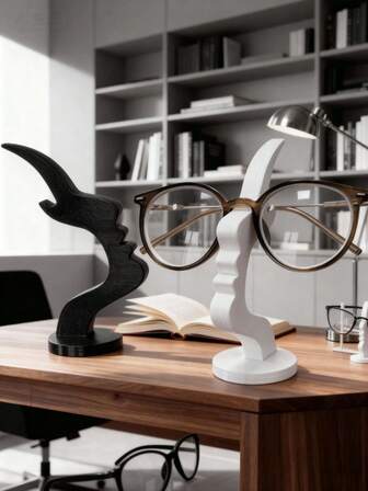 3D 打印抽象人脸眼镜架 - 创意条形眼镜架，适合时尚家居装饰，非常适合整理耳机、钥匙、游戏控制器等 - 适合现代生活空间的独特趣味装饰品，是时尚爱好者的理想礼物