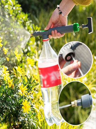 1个日常必备通用饮料瓶接口迷你喷雾器：推拉式操作，方便携带，可调节气压喷嘴，多功能园艺工具，可用于植物养护、浇水和病虫害防治，适用于家庭、花园、卧室、客厅和浴室等各种场所。