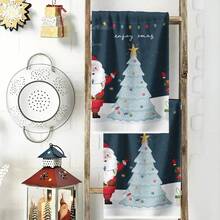 2PCS Christmas Kitchen Towels Christmas Tree Santa Lights Ornaments Dish Towels,, Minimalist, Quick Dry, Suitable For, Picnic, Hotel, Outdoor, Winter Decor Gift