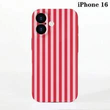 1pc Minimalist Stripe Pattern Perforated Glossy Filmic Case Full Protective Hard Phone Cover, Compatible With IPhone 11/12/13/14/15/16 Pro Max Waterproof Shockproof Anti-Fall Scratch Resistant