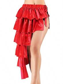 Rainbow Belly Dance Hip Scarf Skirt Fringe Bustle Costume Skirt For Women - Red Red - View 12