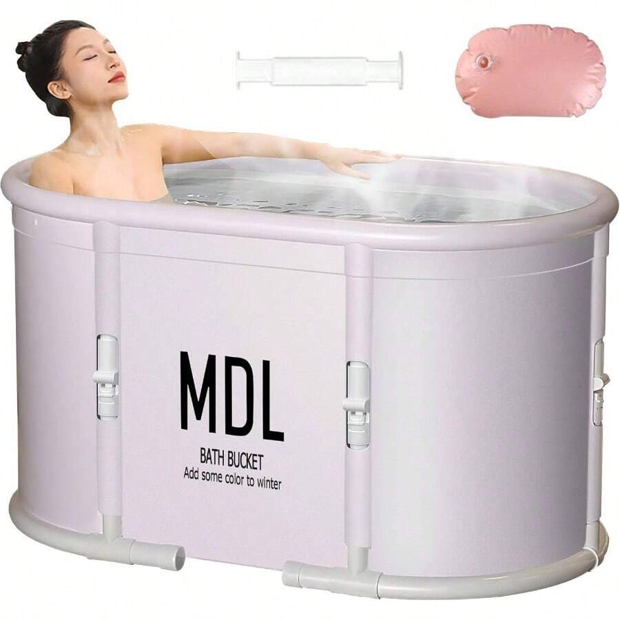 Foldable Bathtub Adults, Large Portable Installation - Bathtub Outdoor Freestanding Bath Tub Family Standing SPA Soaking Tub Bathroom SPA Shower Stall, 37.5''x 22''x 22''