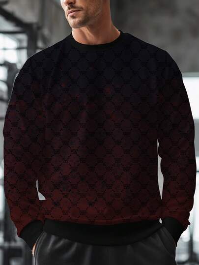 Men's Solid Color Text Graphics Printing Crew Neck Loose Fleece Sweatshirt, London Autumn And Winter Sweatshirt Solid Thermal Lined Sweatshirt,Long Sleeve Gym Clothers