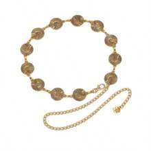 1pc Adjustable Metal Disc Waist Chain, Women Dress Accessory Waist Belt, Versatile For Sweater, Bohemian Style Slimming Waist Cincher