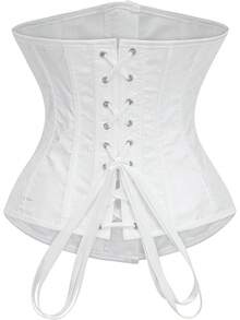 Womens Vintage Floral Print Underbust Corset Tops Vintage Boned Corset Belt Corset - 白色 - 查看 2
