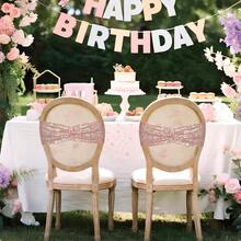 Gold Sequin Chair Sashes With Bow For Folding Chairs, Party Wedding Reception Decorations, 20 PCS - Rose Gold - View 6
