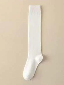 女士过膝长袜一双装，多种颜色可选，加厚保暖羊毛混纺，纯色设计，经典时尚，适合秋冬季节，Y2K风格，舒适袜子