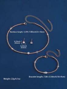 Fashionable Diamond Jewelry/Accessory Set, Including Diamond Necklace, Earrings, Bracelet - Suitable For Women's Daily Wear, Weddings, Parties, Halloween And Other Occasions