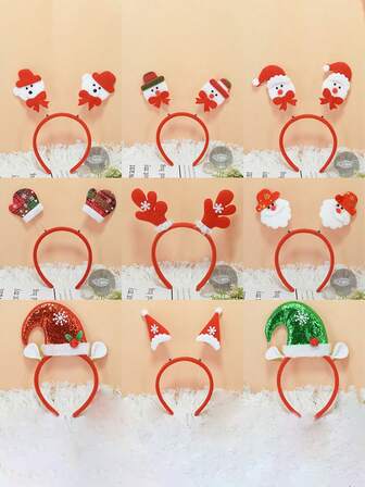 9 Pieces Christmas Headbands Christmas Parties Favors Decoration Supplies Xmas Gifts Photo Booth Xmas Tree Snowman Reindeer Antlers Santa Hat Cute Christmas Head Hat Toppers,Great Fun And Festive For Christmas Party Favors Holiday Favors Photos Booth