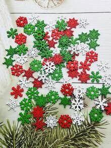 10/50/100 pièces Décorations de flocons de neige de Noël Style de combinaison de couleurs aléatoires - Idéal pour les artisanats DIY, les ornements et les décorations de cadeaux