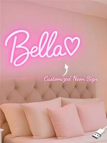 Adjustable Neon Light, USB Powered, Button Control, Suitable For Wall Decor, Party, Halloween, Thanksgiving, Christmas, Bedroom, Women, Wedding, Birthday, Game Room And More - Baby Pink - View 2