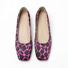 New Polka Dot Chunky Heel Shoes For Women, Square Toe Comfortable Casual Shoes, Plus Size Low Heel Shoes - 玫紅色 - 查看 6