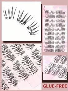 10 paia di ciglia finte senza colla, 60 ciuffetti, effetto 3D, design a singolo ciuffetto, arricciatura a forma di C, aspetto naturale, adatte per feste, ruoli, travestimenti da elfo, cosplay, per creare un effetto trucco con grandi occhi