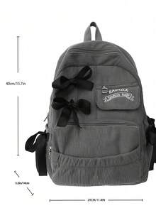 女士休闲日常拉链大容量背包 - 灰色 - 查看 4