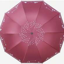 1pc Random Floral Pattern Umbrella, 10 Ribs Black Coating Sunshade Umbrella, Printed Umbrella, Large Dual-Use Rain & Sun Protection Umbrella, Outdoor, Garden, Travel Essentials, Portable Essentials, Beach Essentials, Graduation Season, Commencement, Graduation Ceremony, Graduation Gift - Multicolor - View 9