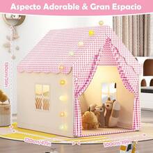 Casa Campaña para Niñas, Tienda Infantil Castillo Princesa con Luz Estrellas, Banderín, Diadema y Cetro, Casita Juegos Portatil Casa de Juguete Carpa para Niño Niña 100x120x130cm/39x47x51inch - Castillo - Ver 6