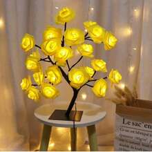 1pc 24 LED Rose Flower Table Lamp, Rose Tree Fairy Night Lights Rose Flower Tree Lights Valentine's Day Mother's Day Gift USB Table Lamp Night Light Home Party Christmas Wedding Bedroom Home Decoration Gift For Women Mom Girlfriend - 1枝藍玫瑰 - 查看 3