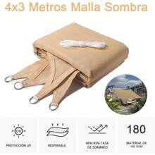 Mokani Malla Sombra, 4x3m Toldo, Malla Sombra para Exteriores, Sombra Lona, Sombra velaria Reforzada Lona, 95 de Bloqueo de Los Rayos, para el Patio, Jardn, Prgola, Patio Trasero - Beige oscuro - Ver 5
