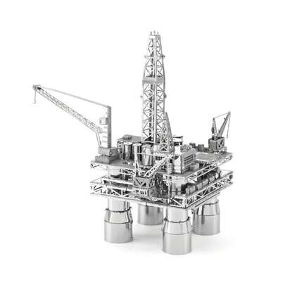 300+ Pieces 3D Metal Puzzle DIY Model - Detailed Oil Drilling Platform Model With Crane And Derrick, Stainless Steel Material, Ideal Gift For Hobbyists And Oil Industry Enthusiasts, Durable And Intricate Structure, Metal Puzzle Set