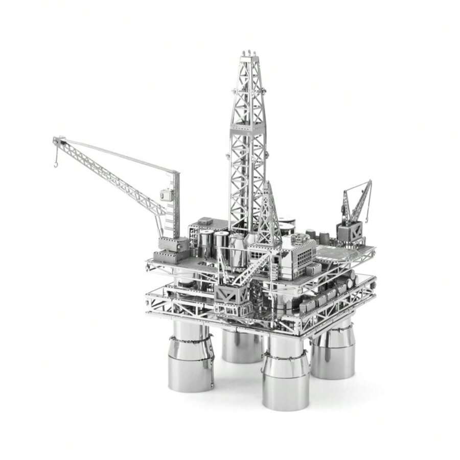 300pcs+ 3D Metal Puzzle DIY Model - Detailed Oil Rig Model With Crane & Drilling Tower, Stainless Steel Construction, Ideal Gift For Hobbyists & Oil Industry Enthusiasts, Festive Gift Idea|Intricate Construction|Durable Construction, Metal Puzzle Kits - Multicolor - View 1