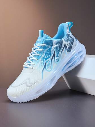 Men's Fashion Gradient Breathable Running Shoes, With Shock Absorption, Comfortable Non-Slip Durable Lace-Up Sports Sneakers, Suitable For Men's Outdoor Activities And Exercises