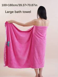 3/2/1件装珊瑚绒吸水刺绣蝴蝶结蕾丝超柔软纤维浴巾或手巾，时尚网红风格，居家、浴室、酒店、健身房、旅行、礼品、沙龙、运动、户外、海滩、学校、返校季、旅行配件、家居必备、毛巾、护肤 - 玫紅色 - 查看 17