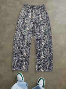 Men Fashionable Street Landscape Artwork Y2K Style Jungle All-Over Print Pants, Men's Baggy Straight Leg Sweatpants, Going Out Vintage Long Baggy Sweatpants,Must-Have Item, Fall,Baggy Pants,Camo Pants Men, Baggy Camo Pants Camo Joggers, 2000s Style, For Rave