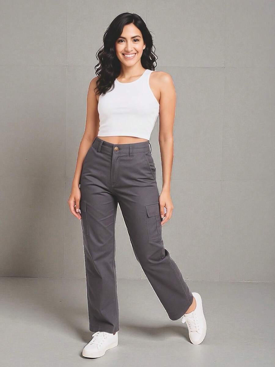 Women Pants - Grey - View 1