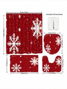 Juego de 3 alfombras de baño navideñas, hechas a máquina en franela, con 1 cm de espesor de esponja, alfombra de baño rectangular antideslizante de poliéster con estampado de copos de nieve, lavable, tejido plano, tela no tejida, con respaldo de PVC, 600 g/m² - Multicolor - Ver 7