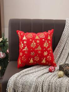 1 Pc Craftsmanship Hot Stamping Luxurious Soft Comfortable Pillow Cover, Living Room Sofa Pillowcase, No Pillow Core, Invisible Zipper