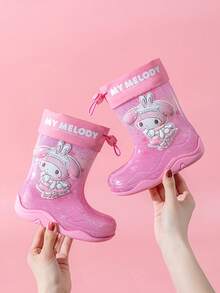 Sanrio Kuromi & My Melody 水晶雨靴，可爱卡通防水防滑中筒雨靴